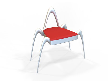 Modern organic shaped chair on a white backgroundの写真素材