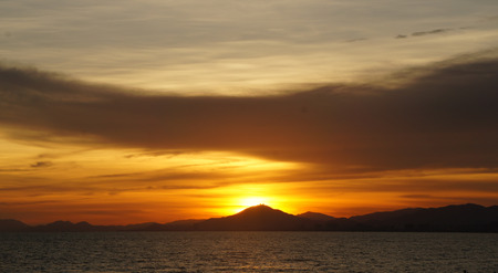sun set on hainan island in south chinaの写真素材