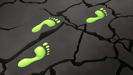 Taking a step for sustainability on Eroded cracked Earth concept 3d illustrationの写真素材