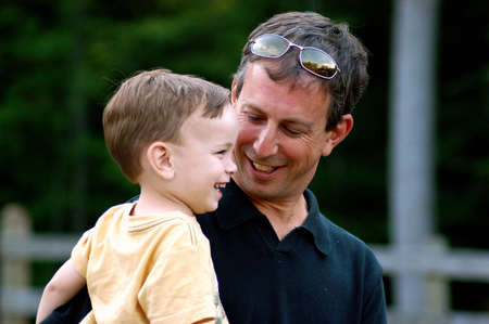 Dad and Son Smiling