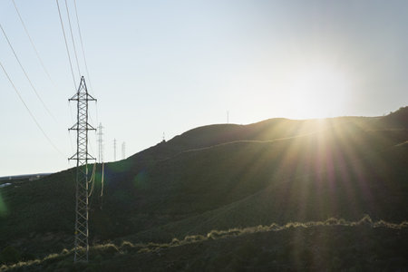 power pole with sky backgroundの写真素材
