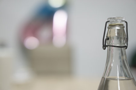 top of a glass bottle of waterの写真素材