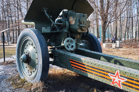 Ryazan, Russia - April 9, 2022: Russian 122 mm howitzer M-30のeditorial素材