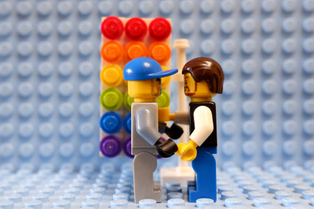 Ryazan, Russia - September 2  2021: Two Lego Male Figures with LGBT Flagのeditorial素材