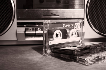 Sony audio tape. Analogue audio recording on magnetic tapeのeditorial素材