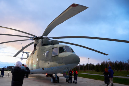 Kubinka, Moscow region, Russia - November 13, 2022: Russian heavy transport helicopter Mi-26. Museum...