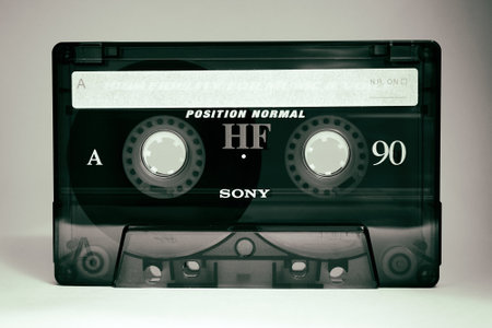 Ryazan, Russia - May 3, 2023: Sony audio cassette close up. Vintage filter on imageのeditorial素材