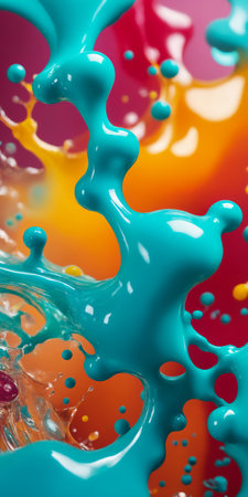 Colorful multicolored paint splashes close upの素材