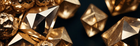 Abstract golden crystals on a dark backgroundの素材