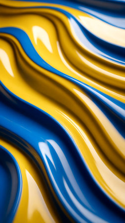 Abstract background of blue and yellow waves of viscous liquidの素材