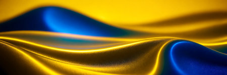 Wavy blue and yellow colorful wide backgroundの素材