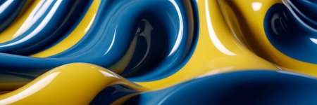 Abstract background with blue and yellow liquid paintの素材