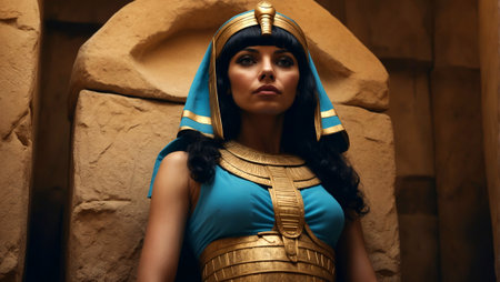 Beautiful Egyptian queen in the tomb of the pharaohの素材