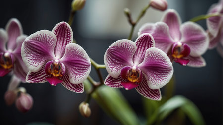 A blooming orchid with intricate flowers in close-upの素材