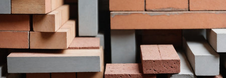 Wide abstract background with building materialsの素材