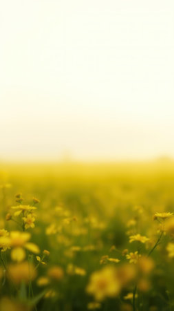 A field of yellow flowers at sunset, soft focusの素材