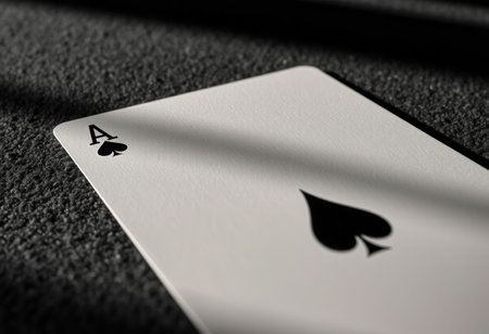 A playing card on a black background. Ace of spadesの素材