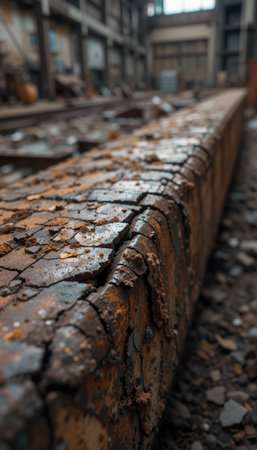 Close-up of a Rusty, Abandoned Industrial Beamの素材