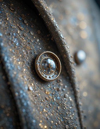 Close up of antique button on luxurious fabricの素材