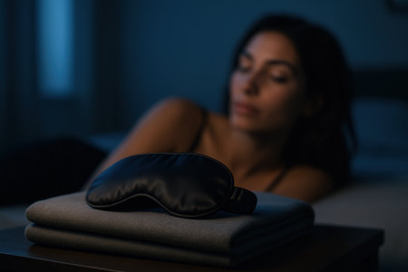woman lying on bed with pillow in dark roomの素材