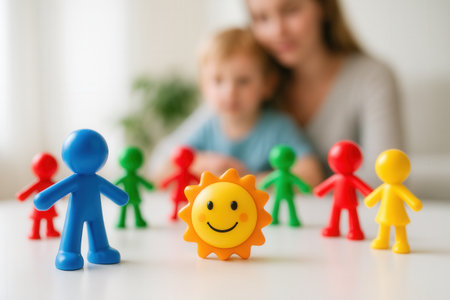 Close up of happy family with childrenの素材