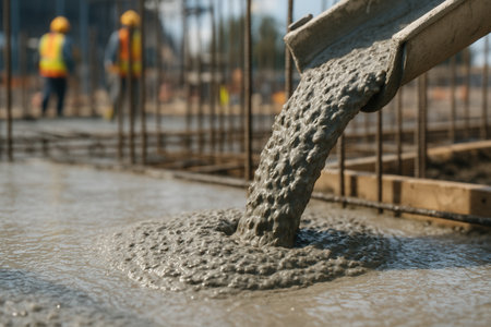 Pouring concrete at the construction siteの素材
