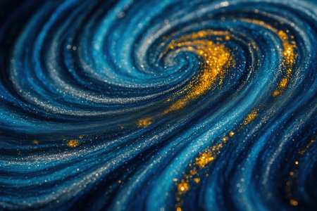 abstract background with blue glitter and gold bokehの素材