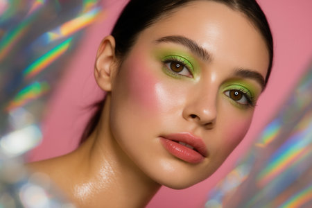 beautiful girl with bright makeupの素材