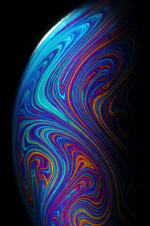 abstract background with blue and red stripes in the shape of a planetの素材