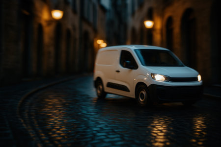 Car on the street in the eveningの素材