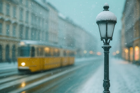 Snowfall in the city.の素材