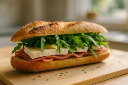 Sandwich with arugula, prosciutto and cheeseの素材