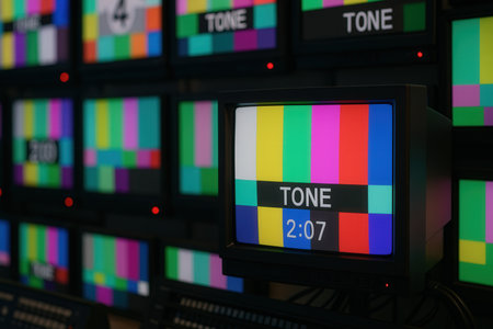 TV screen with the word TONE on the display.の素材