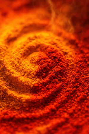 Close up of Indian spices powder. Colorful backgroundの素材