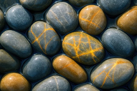 abstract background of pebbles in the water, close upの素材