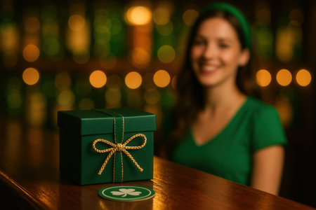 Green Gift Box In Cozy Barの素材