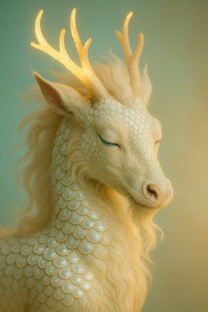 Serene Golden Kirin Portraitの素材