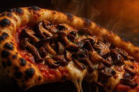 Hot Mushroom Pizza Slice Closeupの素材