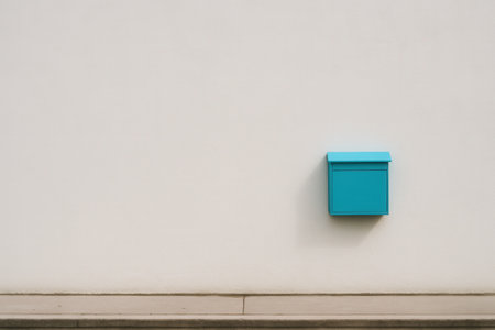 Turquoise Mailbox On White Minimal Exterior Wallの素材