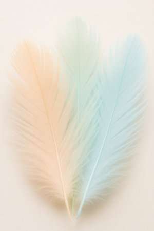 Soft Pastel Feathers In Peach Mint And Blueの素材