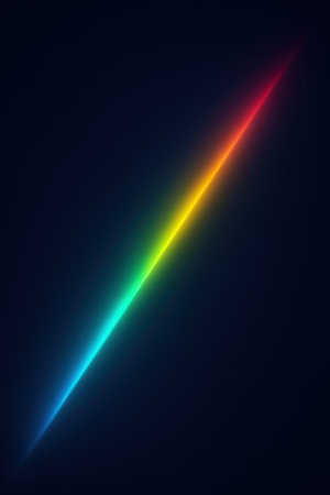 Diagonal Rainbow Light Beam Glowing On Dark Minimal Backgroundの素材