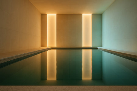 Minimal Luxury Indoor Spa Pool With Warm Wall Lightsの素材