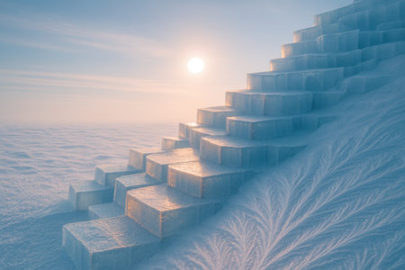 Frozen Staircase Leading To The Sunの素材