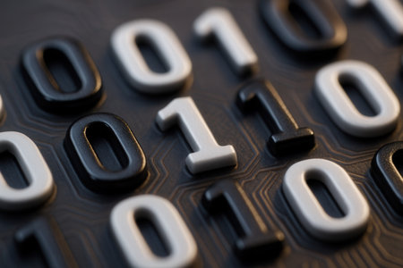 Raised Binary Digits On Circuit Board Representing Digital Data Codeの素材