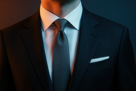 Elegant Business Suit With Tie In Dramatic Studio Lightingの素材
