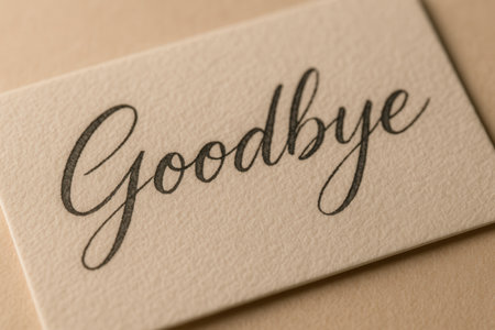 Elegant Goodbye Lettering On Textured Beige Card For Farewell Messageの素材
