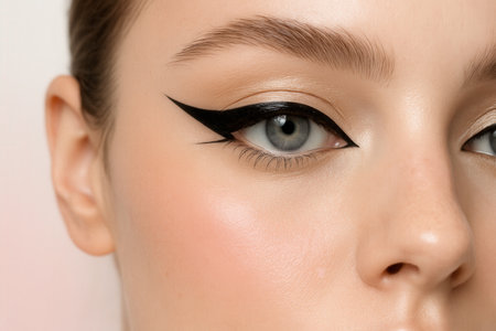 Striking Grey Eye With Dramatic Black Winged Eyeliner Detailの素材