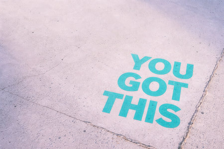 Inspirational Quote You Got This Stenciled In Teal Paint On Urban Concrete Pavementの素材