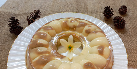 milk coffee rum regal pudding beautiful dessertの写真素材