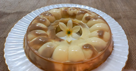 milk coffee rum regal pudding beautiful dessertの写真素材